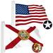 G128 Combo Pack: American USA Flag 2.5x4 Ft & Florida FL State Flag 2.5x4 Ft | Both StormFlyer Series Embroidered 220GSM Spun Polyester Brass Grommets