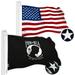 G128 Combo Pack: USA American Flag & POW MIA 2x3 Ft Embroidered Spun Polyester Indoor/Outdoor Brass Grommets