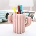 Cactus Pen Holder Cactus Pen Pencil Container Desktop Supplies Pen Cups Cosmetic Makeup Brush Holder for Student Multifunction Storage Box Office (Pink)