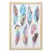 Feather Wall Art with Frame Abstract Feathers with Display Watercolor Style Boho Inspiration Vintage Printed Fabric Poster for Bathroom Living Room Dorms 23 x 35 Multicolor by Ambesonne