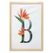 Letter B Wall Art with Frame Bird of Paradise Typography Flower Alphabet Character Font Design Print Printed Fabric Poster for Bathroom Living Room Dorms 23 x 35 Orange Green Grey by Ambesonne