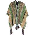 PIKADINGNIS Ethnic Wrap Shawl Poncho Cape for Women Knit Oversized Open Front Pashmina with Tassels Cold Weather