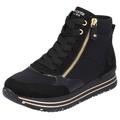 Sneaker REMONTE, Damen, Gr. 41, schwarz, Textil, Lederimitat, sportlich, Schuhe Sneaker, mit praktischem Wechselfußbett, Freizeitschuh, Halbschuh, Schnürschuh