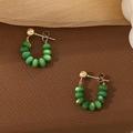 Free People Jewelry | Green Stone Earrings | Color: Gold/Green/White | Size: Os