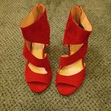 Jessica Simpson Shoes | Jessica Simpson Open Toe Pumps, Rare, In Excellent Condition | Color: Red | Size: 7.5