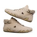 Men's Casual High Top Suede Leather Boots Fashion Trainers Breathable Hiking Boots Non-Slip Walking Shoes, Beige, 9.5