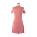 Forever 21 Casual Dress - A-Line Mock Short sleeves: Pink Stripes Dresses - Women's Size Medium