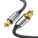 Digital Optical Audio Cable Nylon Braided Fiber Slim Metal Case Gold Plated Plug 6.6 ft Toslink Fiber Optic