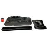 Logitech MK550 Comfort Wave Wireless Keyboard & Mouse Combo Home Office Active Lifestyle Modern Bundle with Micro Glow in the Dark Portable Wireless Bluetooth Speaker Gel Wrist Pad & Gel Mouse Pad