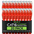 GearIT Cat 6 Ethernet Cable 1 ft (20-Pack) - Cat6 Patch Cable Cat 6 Patch Cable Cat6 Cable Cat 6 Cable Cat6 Ethernet Cable Network Cable Internet Cable - Red 1 Foot