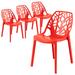 LeisureMod Cornelia Spring Cut-Out Tree Design Dining Chair - Red