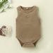 SDJMa Newborn Infant Baby Girl Clothes Cotton Linen Rompers Infant Baby Boys Girls Solid Ribbed Bodysuit Stitch Sleeveless Clothes Romper