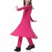 Herrnalise Muslim Long Dress Medium Big Girls Long Sleeve V Neck Colorblock Dress