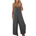 Women s Jumpsuits Rompers Overalls Spaghetti Strap Jumpsuit Wide Leg Rompers with Pockets Sleeveless Adjustable Jumper
