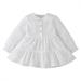 Fesfesfes Toddler Girl Fall Dress Ruffles Long Sleeve Dress Vintage Kids Solid Color Dresses Tops Winter Outfits Casual Dress On Sale