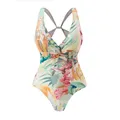 Maillot de bain une pièce imprimé tendance taille haute bikini ensemble pour femmes dos nu