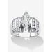 Women's 3.17 Cttw. Platinum-Plated Sterling Silver Marquise-Cut Cubic Zirconia Engagement Ring by PalmBeach Jewelry in Silver (Size 7)