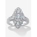 Women's 1.03 Cttw. Round Cubic Zirconia Platinum-Plated Sterling Silver Art Deco-Style Ring by PalmBeach Jewelry in Silver (Size 9)