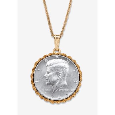 Men's Big & Tall Genuine Half Dollar Pendant Necklace In Yellow Goldtone by PalmBeach Jewelry in 1965