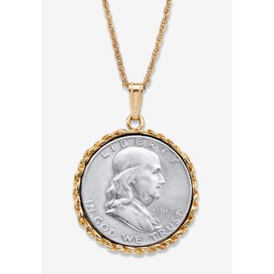 Men's Big & Tall Genuine Half Dollar Pendant Necklace In Yellow Goldtone by PalmBeach Jewelry in 1962