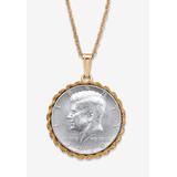 Men's Big & Tall Genuine Half Dollar Pendant Necklace In Yellow Goldtone by PalmBeach Jewelry in 1970