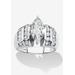 Women's 3.17 Cttw. Platinum-Plated Sterling Silver Marquise-Cut Cubic Zirconia Engagement Ring by PalmBeach Jewelry in Silver (Size 7)