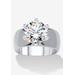 Women's 4 Cttw. Silvertone Round Cubic Zirconia Solitaire Engagement Ring by PalmBeach Jewelry in Silver (Size 10)