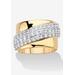 Women's 1.49 Tcw Round Cubic Zirconia Gold-Plated Diagonal Wide Ring by PalmBeach Jewelry in Gold (Size 6)