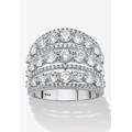 Women's 5.23 Cttw. .925 Sterling Silver Round Cubic Zirconia Openwork Dome Cocktail Ring by PalmBeach Jewelry in Silver (Size 6)