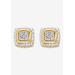 Women's Diamond Accent Squared Two-Tone Gold-Plated Button Earrings by PalmBeach Jewelry in Gold