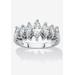 Women's 1.50 Cttw Platinum-Plated Sterling Silver Marquise-Cut Cubic Zirconia Anniversary Band by PalmBeach Jewelry in Silver (Size 6)