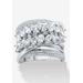 Women's 4.18 Cttw. Platinum-Plated Sterling Silver Marquise-Cut Cubic Zirconia Ring by PalmBeach Jewelry in Silver (Size 8)