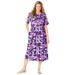 Plus Size Women's Button-Front Essential Dress by Woman Within in Radiant Purple Multi Garden (Size L)