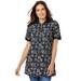 Plus Size Women's Perfect Printed Short-Sleeve Polo Shirt by Woman Within in Black Bandana Paisley (Size 3X)