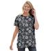 Plus Size Women's Perfect Printed Short-Sleeve Crewneck Tee by Woman Within in Black Bandana Paisley (Size 6X) Shirt