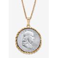 Men's Big & Tall Genuine Half Dollar Pendant Necklace In Yellow Goldtone by PalmBeach Jewelry in 1952