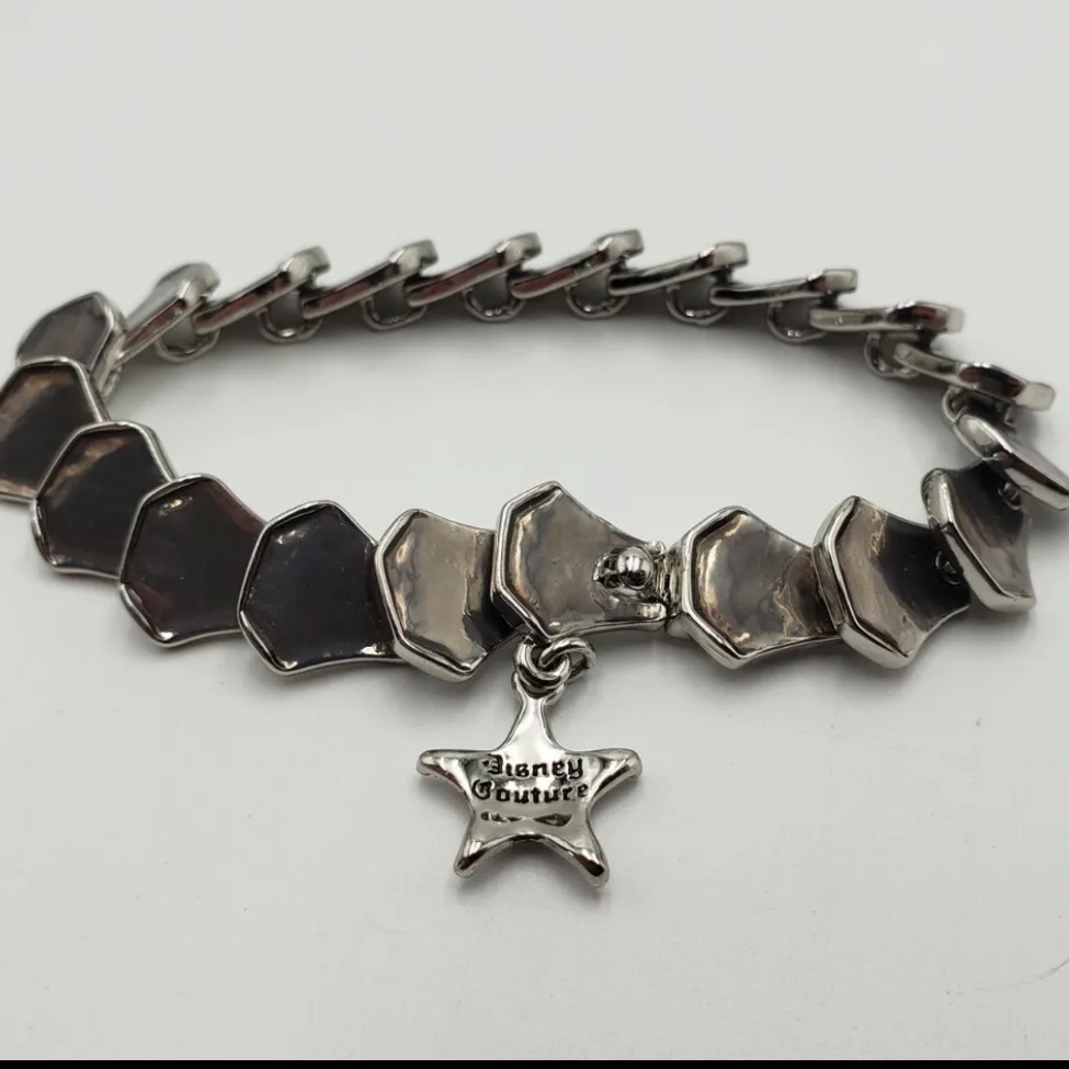 Disney Jewelry | Disney Couture The Little Mermaid Ariel Scale Charm Silver Tone Bracelet & Charm | Color: Gray/Silver | Size: See Listing Info Please