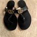 Gucci Shoes | Gucci Marmont Leather Thong Sandal With Double G Eu 41 Us 9 Black | Color: Black | Size: 9