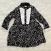 Zara Dresses | New Zara Bib Front Hearts Animal Print Dress Black Red White Long Sleeve Sz 7 | Color: Black/Red | Size: 7g