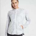 Athleta Jackets & Coats | Athleta Racer Running Free White Gray Zip Up Jacket Xs | Color: Gray/White | Size: Xs