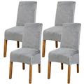 Dining Chair Covers Set of 4 - Velvet XL Chair Covers for Dining Chairs 4, Stretch High Back Dining Chair Slipcovers Chair Protector Cover for Dining Room Wedding Hotel Banquet Party (Velvet Grey)