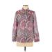 Talbots Long Sleeve Button Down Shirt: Pink Paisley Tops - Women's Size Medium Petite - Print Wash