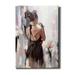 Rosdorf Park Loon Peak® 'Girl w/ Roses' By Alexander Gunin, Canvas Wall Art, 26"X40" Canvas in Black | 26 H x 18 W x 0.75 D in | Wayfair