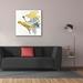 Red Barrel Studio® 'Blue & Gold Bird' By Stellar Design Studio, Giclee Canvas Wall Art Canvas in Gray | 37 H x 37 W x 1.5 D in | Wayfair
