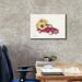 August Grove® Barrel Studio® 'Sunflower Farm Truck' By Sara Baker, Giclee Canvas Wall Art, 34"X26" Canvas in Red | 18 H x 26 W x 0.75 D in | Wayfair