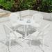 Winston Porter Round 4 - Person Outdoor Dining Set Metal/Wicker/Rattan in White | 27.55 W x 27.55 D in | Wayfair DE1F962D095B40DC9F291A3906513BEC