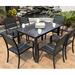 Winston Porter Ricketson Rectangular 6 - Person 47.2" Long Aluminum Outdoor Dining Set Wood/Plastic/Metal in Black/Brown | 47.2 W x 31.5 D in | Wayfair