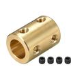 Shaft Coupling 8mm to 10mm Bore L22xD16 Robot Motor Wheel Rigid Flexible Coupler Connector Gold Tone