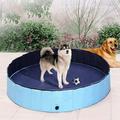 Porfeet Collapsible Pet Bath Swiming Pool Puppy Cats Dogs Bathing Tub Bathtub Washer Blue Small