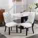 Modern, High-end Tufted Solid Wood Contemporary PU and Velvet Upholstered Dining Chair with Wood Legs Nailhead Trim 2-Pcs Set